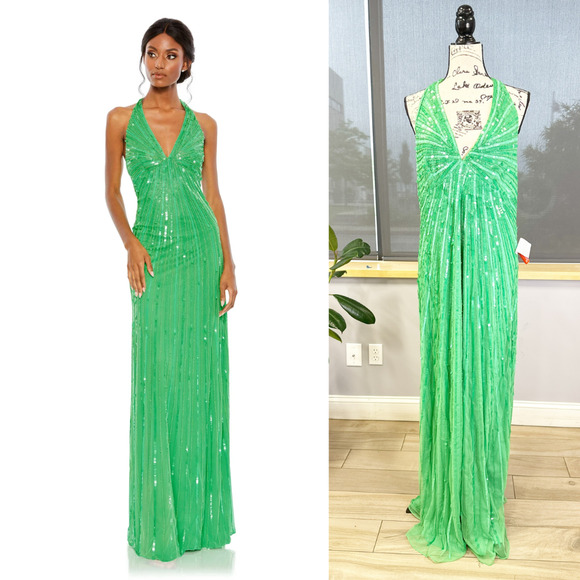 Elegant Green Evening Gown - Picture 1 of 11